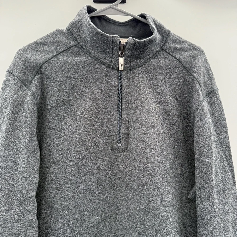 Tommy Bahama Gray Bayview Reversible Quarter‎ Zip Long Sleeve Sweater Sz L